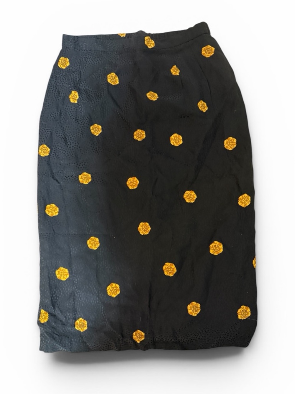 Vintage Maggy London 100% Silk Jacquard Midi Skirt Embroidered Floral Size 6